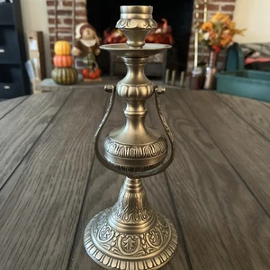 Ornate Brass Swivel Candle Holder 10” Italy Vtg - Picture 1 of 18