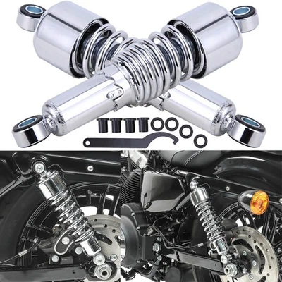 Amortiguadores traseros cromados de 10,5" rebajantes para Harley Road King Electra Glide Foto 1 de 4