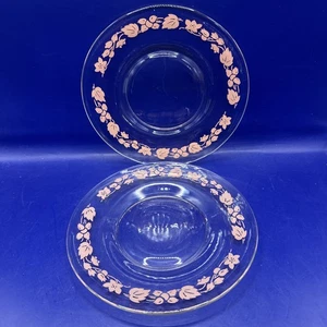 2 Piece VTG Pyrex Pink Gooseberry Glass Dessert/ Bread Saucers Plates - Picture 1 of 7