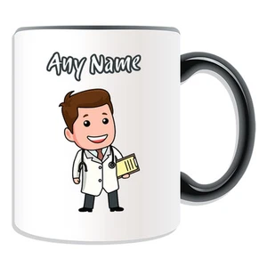 Personalised Gift Male Doctor Mug Money Box Cup Brown Hair Stethoscope GP Staff - Picture 1 of 20
