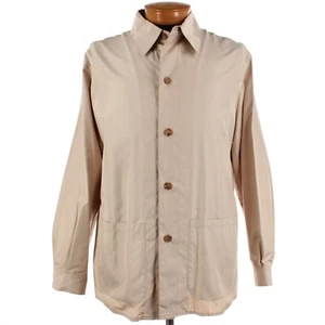 Hettabretz Neu mit Etikett 100 % Seide Knopfleiste Jacke Größe 50 (~ Large US) in einfarbigem Beige - Bild 1 von 12