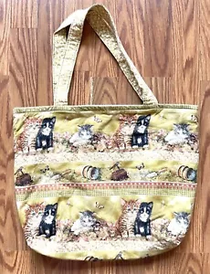 Bolso de Mano Estampado Gatito Gato Jardinería Mariposa Multicolor Hecho a Mano Algodón ¡LINDO! - Imagen 1 de 5