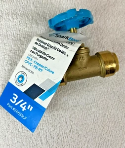 SHARKBITE 24635LF 3/4 IN. PUSH-TO-CONNECT BRASS STOP VALVE WITH DRAIN - Picture 1 of 10