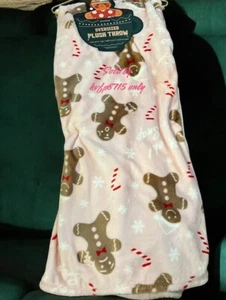 Pink Gingerbread Man Oh Snap Christmas Throw Blanket Pastel Candy Land NWT 60x70 - Picture 1 of 3