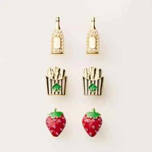 Kate Spade x Target Earring Set - Strawberry, Fries, and Champagne - Picture 1 of 2