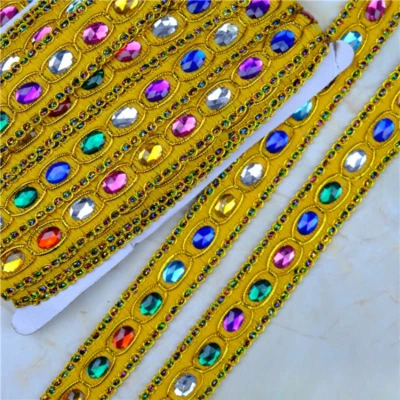 9M Ethnic Crystal Applique Trimming Sewing DIY Rhinestones Trims Sew Accessories - Image 1 of 4