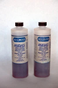 Rio Grande Midas® Heavy-Deposition 24K Bright Yellow Gold Plating Solution 32oz - Picture 1 of 3