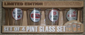 NIB Samsonico USA S/4 Limited Edition 15.2 oz Beer Quote Pint Glasses - Picture 1 of 7