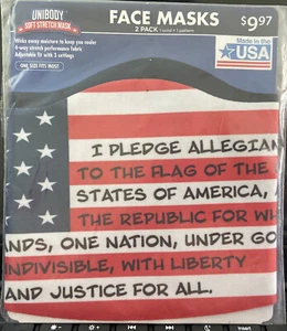 2er Pack Soft Stretch I Pledge Flagge Gesichtsmaske leitet Feuchtigkeit ab Made in USA - Bild 1 von 4
