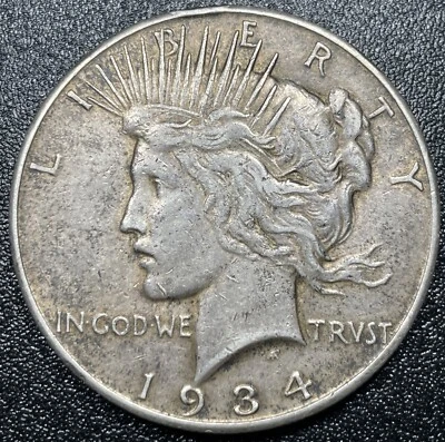 1934-S Peace Silver Dollar XF Details Semi Key Date Tough Coin - Image 1 of 2