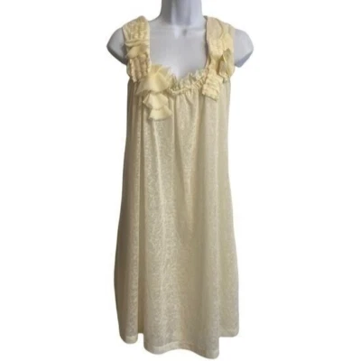 Esley Ruffle Mini Sheath Dress Cream Polyester Sleeveless Lined Size S - Image 1 of 4
