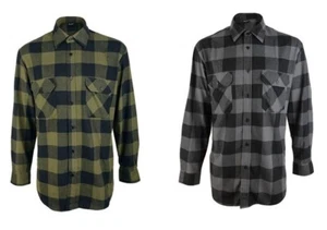 Lightweight Lumberjack Flannel Shirt - Olive drab or Grey Cotton Button-up - Picture 1 of 15