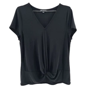 INC International Concepts Twist Front Short Sleeve Top • Large • black - Bild 1 von 5