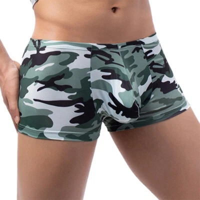 Men's Boxer Briefs Camouflage Sexy Panties Low Waist U Convex Pouch Boxer Shorts - Image 1 of 4