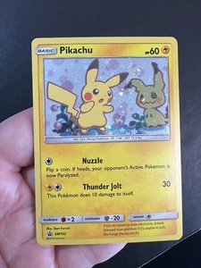 Pokemon Pikachu SM162 Sun & Moon Black Star Promo Holo Team Up MINT SWIRL - Picture 1 of 4