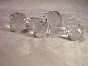 Vintage Pair of Cut Glass Knife Rests ~ 5 1/2" and 4 1/2" long - Picture 1 of 5