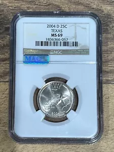 2004-D TEXAS Quarter 25C NGC MS69 MAC *TOP POP* Alamo Date Serial!! Pop 15/0 - Picture 1 of 3