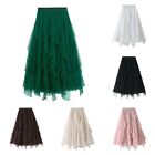 Women's Fashion Casual Heavy Industry Nail Bead Petal Mesh Satin Skirt Midi Slip