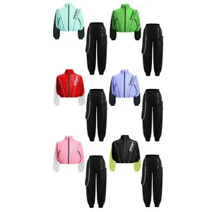 Kids Girls Sweatsuit Hiking Tracksuit Running Jacket And Pants Stylish Stage - Picture 1 of 60