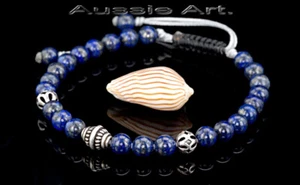 Pulsera de piedras preciosas de lapislázuli ajustable para hombre 5B-365 - Imagen 1 de 8