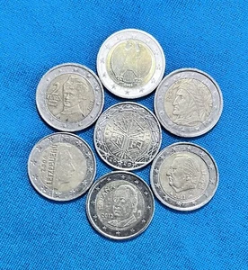 2 euro münzen sammlung 7 Stück Deu-Ita-Fra-Bel-Öst-Spa-Lux Zirkuliert - Bild 1 von 3