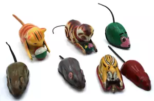 7 Stck. Vintage Japan mechanische Katzenmaus-Spielzeug zum Aufziehen Reibung ohne Schlüssel Teile Orig+ - Bild 1 von 9