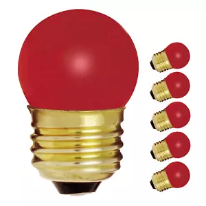 5 Pack CERAMIC RED Mini Globe Indicator Bulb 7.5W 120V S11 Medium Base E26 - Picture 1 of 4