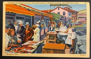 Vtg 1940s Fish Market Fisherman's Wharf, San Francisco California CA Postcard - Picture 1 of 2