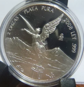 2008 Mexico 2 oz .999 Silver Libertad PROOF - In Original Capsule - Picture 1 of 8