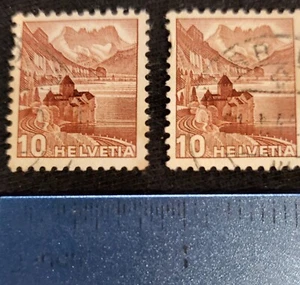 HELVETIA 10 SWISS STAMP CHATEAU DE CHILLON 1940 - Picture 1 of 2