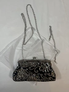 New With Dust Cover Blue And Silver Clutch Bag - Picture 1 of 5