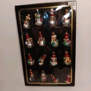 Juego de 16 muñecos de nieve y santas de vidrio artesanales de colección únicos originales - Imagen 1 de 5