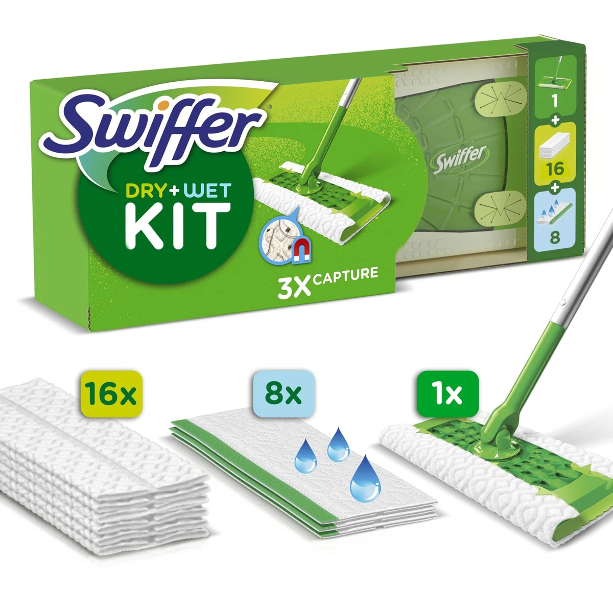 Swiffer Starter-Set – 1 Griff + 2 Maxi Staubtücher Für Staubfreie Oberflächen