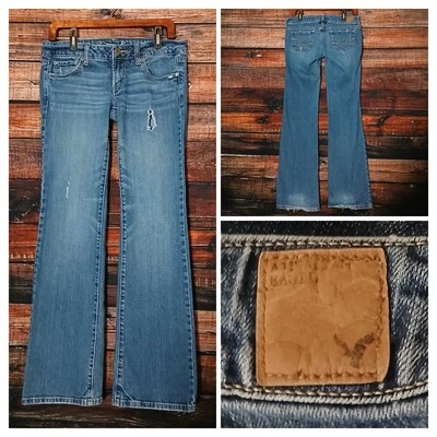 American Eagle Jeans 6 Long Favorite Boyfriend Distressed Low Rise Denim Stretch - Image 1 of 4