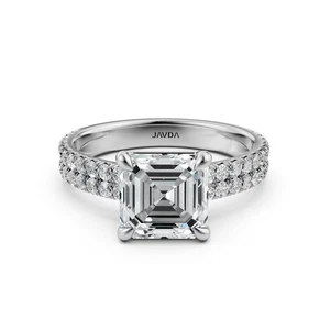 Asscher Diamant Verlobungsring französischer Pavéfassung GIA-zertifiziert G VS2 1,23 ctw - Bild 1 von 3