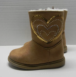 Rachel Schuhe hellbraun Kunstreißverschluss Stiefel flauschig gefüttert Kleinkind Mädchen Größe 7 neu ohne Etikett - Bild 1 von 5