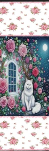 NIGHT CAT & ROSES FLOWERS -DOG,CAT, FAIRIES,BIRD-BOOKMARKS- WITH TASSEL - Foto 1 di 1