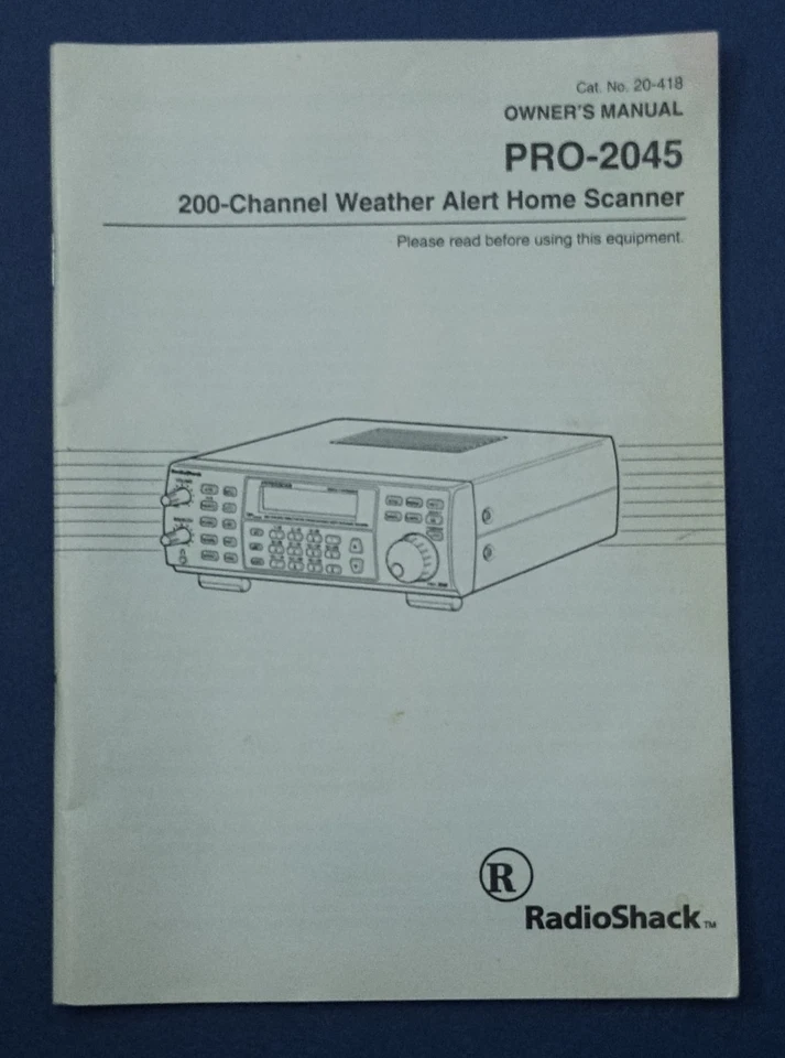 Original PRO-2045 200-Channel Weather Alert Home Scanner Owner's Manual  - Image 1 of 1
