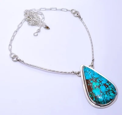 Turquesa - Tíbet 925 Plata de Ley Bali Collar Ajustable 16-24" Sku75 Foto 1 de 4