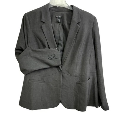 Blazer Lane Bryant Mujer 24 Gris Un Botón Forrado Carrera Trabajo Chaqueta Oficina Foto 1 de 4