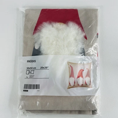 NUEVO Funda Cojín Almohada Ikea FRODIS 3 Gnomo Papá Noel 20x20 Beige Rojo Foto 1 de 4