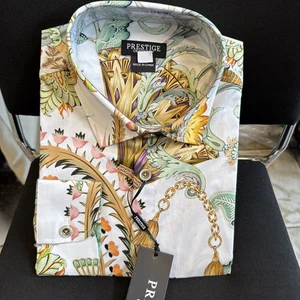 NWT PRESTIGE Men’s Long Sleeve Multi Color Designer Print Shirt Sz. 3XL - Picture 1 of 7