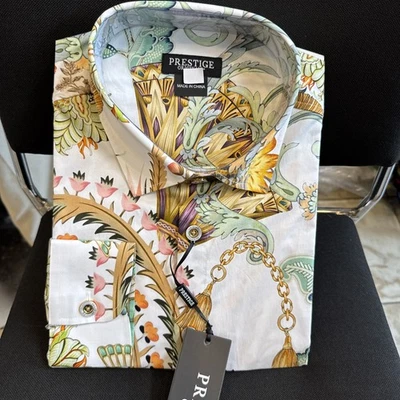 NWT PRESTIGE Men’s Long Sleeve Multi Color Designer Print Shirt Sz. 3XL - Image 1 of 4
