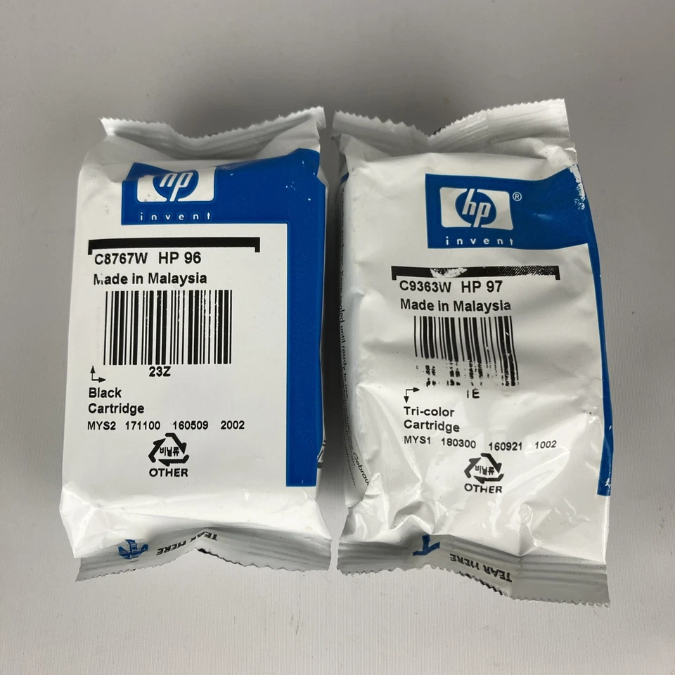 Paquete de 2 tintas nuevas selladas genuinas HP 96 97 negras y de color OEM C9363W C8767W CADUCADAS Foto 1 de 1