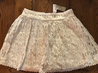 Falda forrada de encaje marfil American Eagle para mujer junior nueva con etiquetas con plata $49.95 talla 0 Foto 1 de 4