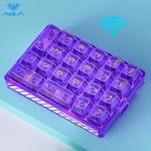 AULA 21 Key Tri-Mode Number Pad, Trans Purple Numpad Wireless Hot Swappable Mech - Picture 1 of 5