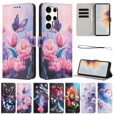For Samsung S25 Ultra S25 FE S24 S22 S23 Magnetic Leather Pattern Wallet Case