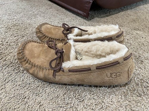 Ugg Ciabatte Mocassino Donna Dakota Scamosciato Lana Taglia 9 (EUR 40) Castagno