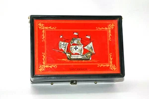 Santa Maria Christopher Columbus Ship Collectable Bar Open Scrolling Menu Vtg - Picture 1 of 11