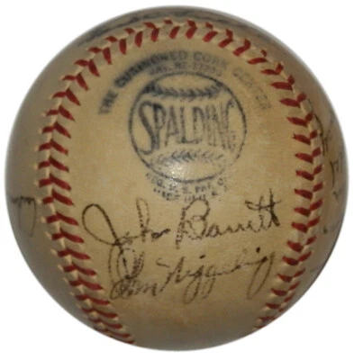 BOSTON BRAVES TEAM SIGNED FRICK BALL FLOWERS CULLER COONEY BARRETT HOLMES LEE +4 - Image 1 of 4